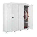 Paris Prix Armoire En Pin Massif Laqué "Ilya" 197cm Blanc