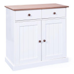 paris prix Bahut Bas 2 Portes "Takao" 90cm Blanc & Naturel