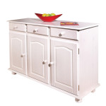 Paris Prix Bahut Bas En Bois Massif "Alienor" 130cm Blanc