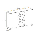 Paris Prix Bahut Design 2 Portes "Plank" 150cm Naturel