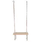 paris prix Balançoire en Bois "Macramé" 150cm Blanc & Naturel