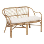 paris prix Banc 2 Places en Rotin "Neta" 110cm Naturel & Blanc