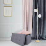 Paris Prix Banc & Coffre De Rangement "Suédine" 76cm Gris
