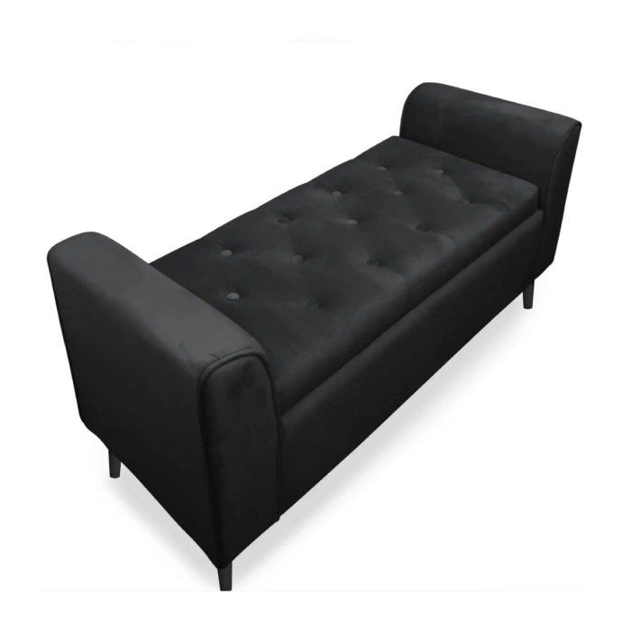 Paris Prix Banc Coffre En Velours "Turner" 114cm Noir