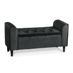 paris prix Banc Coffre en Velours "Turner" 114cm Noir
