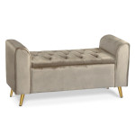 paris prix Banc Coffre en Velours "Turner" 114cm Taupe