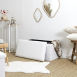 Paris Prix Banc Coffre Pliable "Bouclette" 76cm Blanc