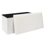 Paris Prix Banc Coffre Pliable Côtelé "Scott" 76cm Beige