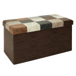paris prix Banc Coffre Pliable Patchwork "Loic" 76cm Marron