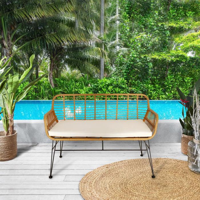 Paris Prix Banc D'Extérieur & Coussin "Noumea" 116cm Beige