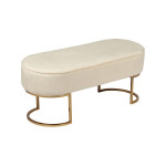 Paris Prix Banc Design En Velours "Athea" 105cm Crème & Or