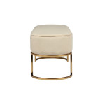 Paris Prix Banc Design En Velours "Athea" 105cm Crème & Or