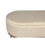 Paris Prix Banc Design En Velours "Athea" 105cm Crème & Or