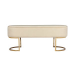 paris prix Banc Design en Velours "Athea" 105cm Crème & Or