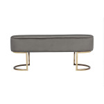 Paris Prix Banc Design En Velours "Athea" 105cm Gris & Or