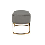 Paris Prix Banc Design En Velours "Athea" 105cm Gris & Or