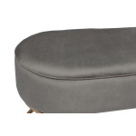 Paris Prix Banc Design En Velours "Athea" 105cm Gris & Or
