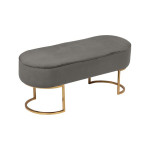 paris prix Banc Design en Velours "Athea" 105cm Gris & Or