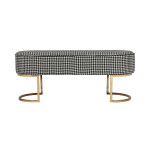 Paris Prix Banc Design En Velours "Athea" 105cm Noir & Blanc