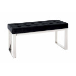 paris prix Banc Design en Velours "Noja" 100cm Noir & Inox