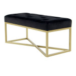 paris prix Banc Design Velours "Cameron" 90cm Noir & Or
