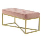 paris prix Banc Design Velours "Cameron" 90cm Rose & Or