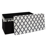 Paris Prix Banc Pliable & Coffre "Mirage" 76cm Noir & Blanc