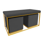Paris Prix Banquette & 2 Poufs En Velours "Tinuj" 99cm Noir