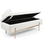 Paris Prix Banquette & Coffre Bouclette "Loyd" 140cm Blanc