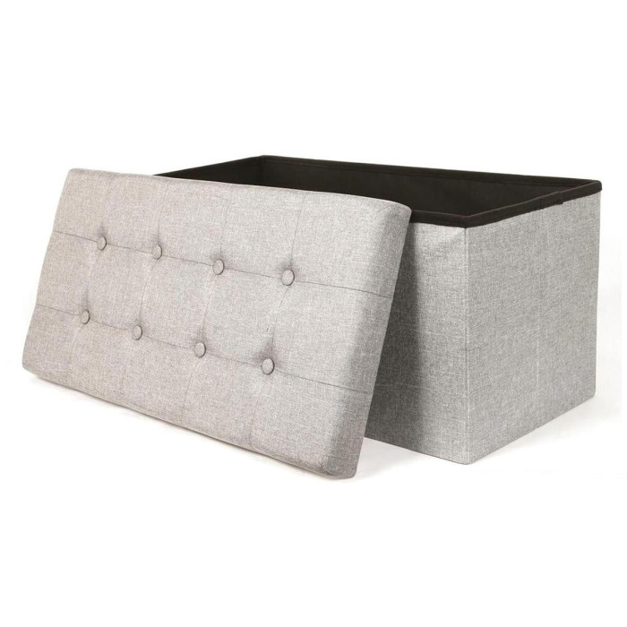 Paris Prix Banquette Coffre Pliable "Eliane" 76cm Gris Clair