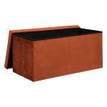 Paris Prix Banquette Coffre Pliable En Velours "Lilou" 76cm Ambre