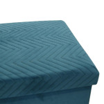 Paris Prix Banquette Coffre Pliable Velours "Zigzag" 76cm Bleu