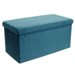 paris prix Banquette Coffre Pliable Velours "Zigzag" 76cm Bleu