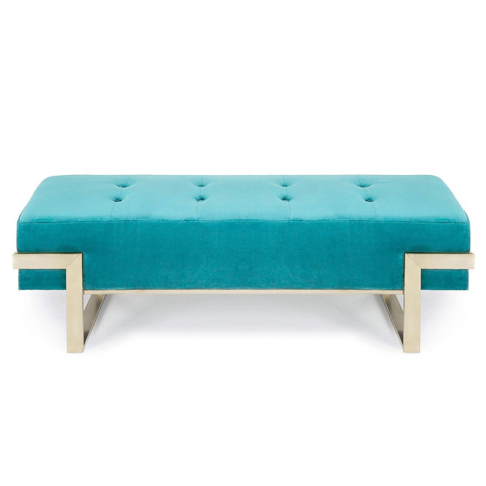 Paris Prix Banquette Design En Velours "Zongo" 140cm Menthe