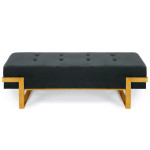 Paris Prix Banquette Design En Velours "Zongo" 140cm Noir