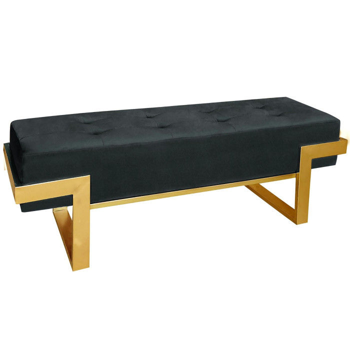Paris Prix Banquette Design En Velours "Zongo" 140cm Noir
