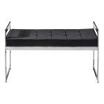 Paris Prix Banquette En Velours "Topez" 94cm Noir & Argent