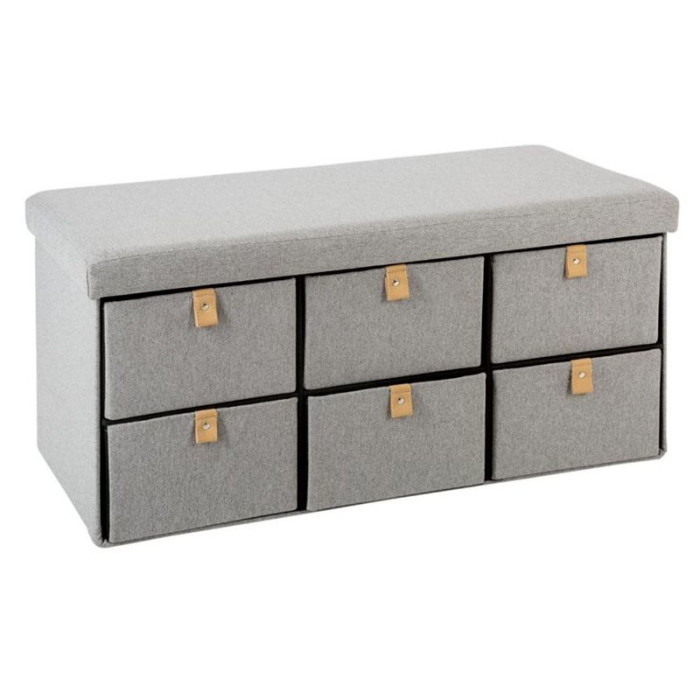 Paris Prix Banquette Pliable 6 Tiroirs "Suède" 76cm Gris