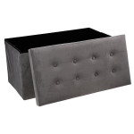 Paris Prix Banquette Pliable Velours "Lysandre" 76cm Gris