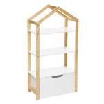 paris prix Bibliothèque 3 Étagères Enfant "Maison" 120cm Blanc