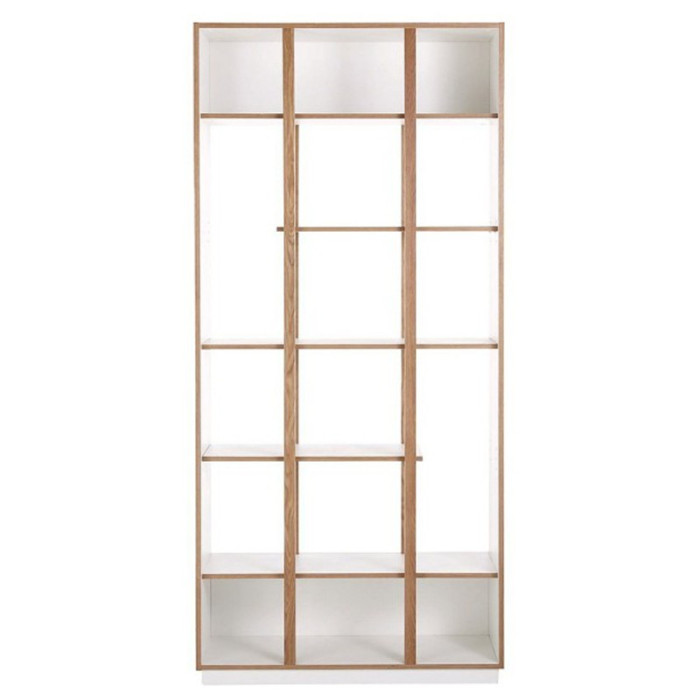Paris Prix Bibliothèque Design 6 Étagères "Newbury" 210cm Chêne & Blanc