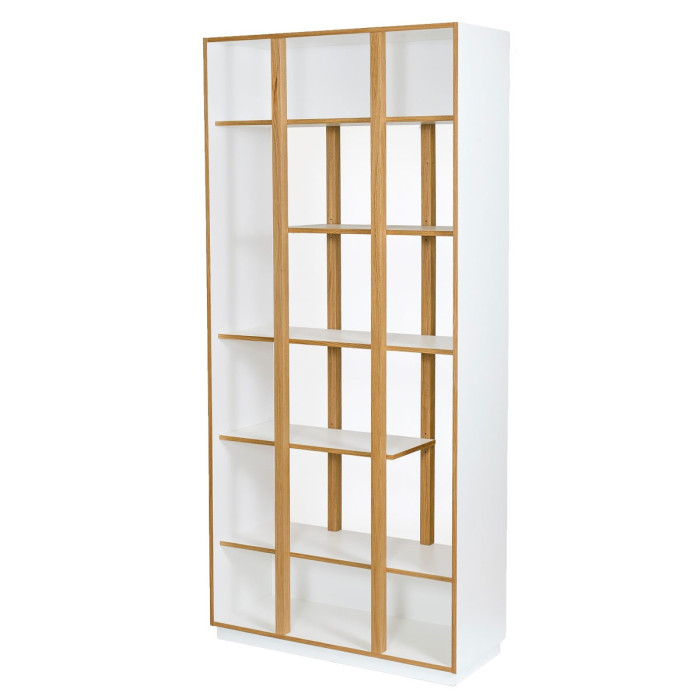 Paris Prix Bibliothèque Design 6 Étagères "Newbury" 210cm Chêne & Blanc