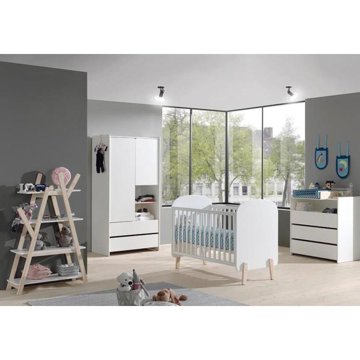 Paris Prix Bibliothèque Design "Kiddy" 80cm Naturel & Blanc