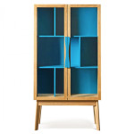 Paris Prix Bibliothèque Vitrine "Avon" 165cm Chêne & Bleu