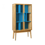paris prix Bibliothèque Vitrine "Avon" 165cm Chêne & Bleu