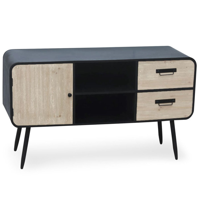 Paris Prix Buffet 1 Porte & 2 Tiroirs En Bois "Yane" 115cm Noir