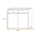 Paris Prix Buffet 2 Portes & 2 Tiroirs "Vivero" 94cm Gris & Naturel