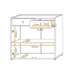 Paris Prix Buffet 2 Portes & 2 Tiroirs "Vivero" 94cm Gris & Naturel