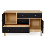 Paris Prix Buffet 2 Portes & 3 Tiroirs "AbbeyWood" 120cm Chêne & Noir
