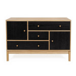 paris prix Buffet 2 Portes & 3 Tiroirs "AbbeyWood" 120cm Chêne & Noir